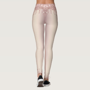 Leggings Rosa Oro Purpurina Rubor Danza de Moda de goteo de