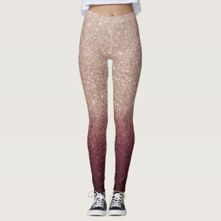 Leggings Rosa Oro y Purpurina Borgoña Ombre Modern
