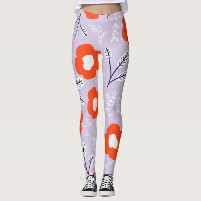 Leggings Rosa Pastel Botánico: Patrón Floral (Anverso)