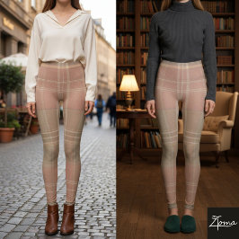 Leggings Rosa Polvo Rosa Salvia Tartán Cuadros