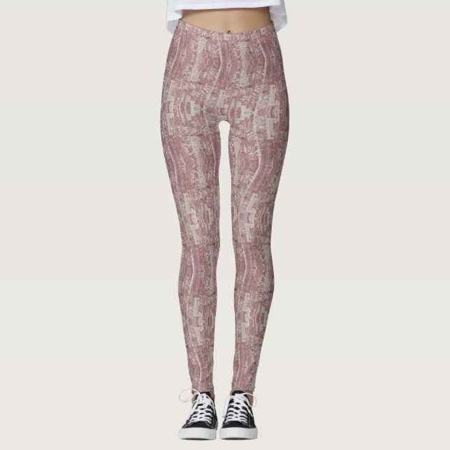 Leggings Rosa Polvoriento Patrón Texturizado Abstracto (Anverso)