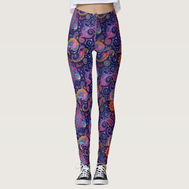 Leggings Rosa púrpura paisley (Anverso)