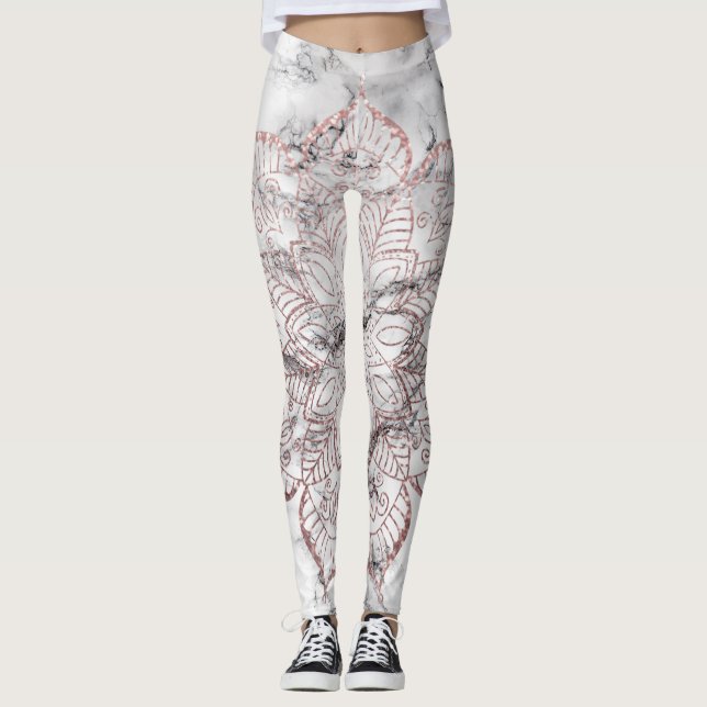Leggings Rosa Purpurina de Faux Gold Mandala en negrita Már (Anverso)