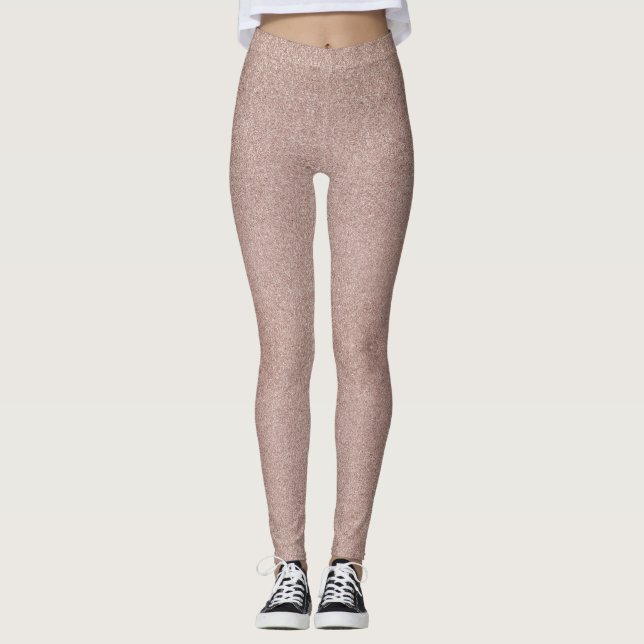 Leggings Rosa Purpurina de oro Bonito metálico Girly Sparkl (Anverso)
