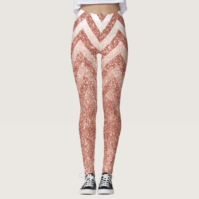 Leggings Rosa Purpurina de oro Chevron (Anverso)