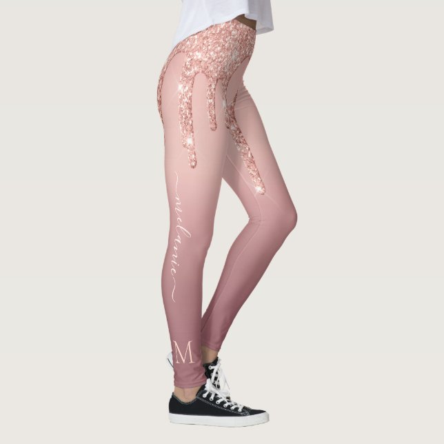 Leggings Rosa Purpurina de oro Leyendas Personalizado Texto (Derecha)