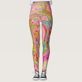 Leggings Rosa retro, amarillo y magenta Resumen de arte gro