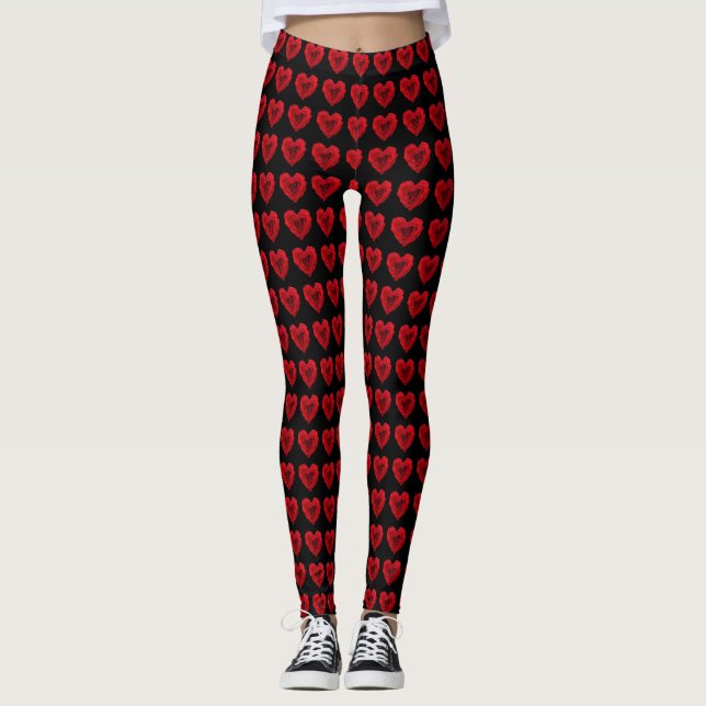 Leggings Rosa Roja en forma de corazón (Anverso)