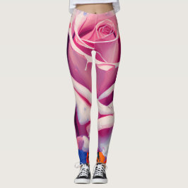 Leggings Rosa Rosa Audaz Floral Artsy Estilo Bohemio 