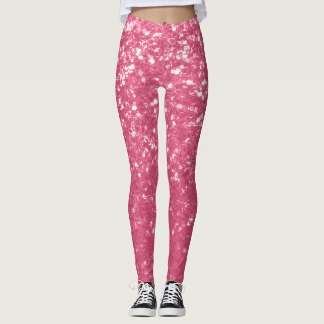 Leggings Rosa rosa claro purpurina de chispas (Anverso)