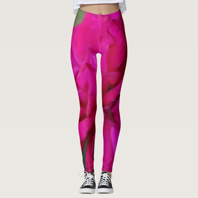 Leggings Rosa rosa en flor (Anverso)
