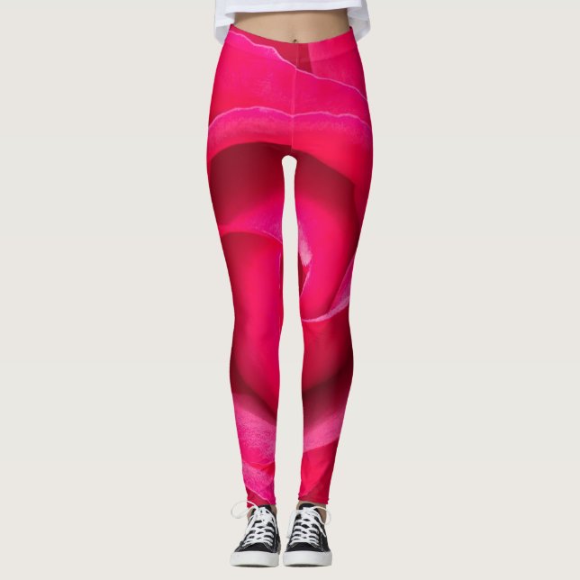 Leggings Rosa Rosa Roja Romántica (Anverso)