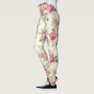 Leggings Rosa rosa rosa y rosa rojo añejo al crema