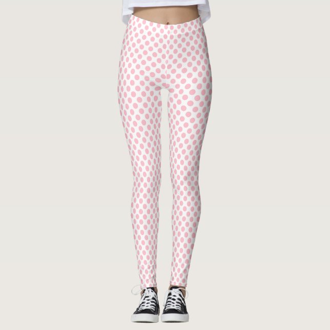 Leggings Rosa sobre puntos de polka de pequeño tamaño blanc (Anverso)