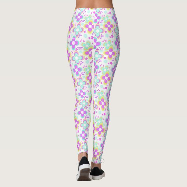Leggings Rosa, turquesa, floral (Reverso)