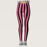 Leggings Rosa vertical y rayas negras<br><div class="desc">Arte digital abstracto del rosa vertical y de rayas negras</div>