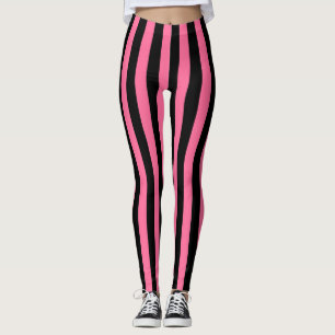 Leggings Rosa vertical y rayas negras