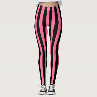 Leggings Rosa vertical y rayas negras