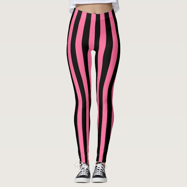 Leggings Rosa vertical y rayas negras (Anverso)