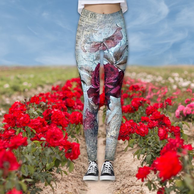 Leggings Rosa victoriano Ephemera Vintage Moda (Subido por el creador)