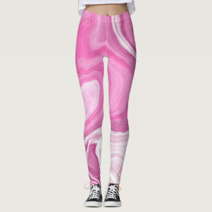 Leggings Rosa y blanco con un toque de arte de mármol morad