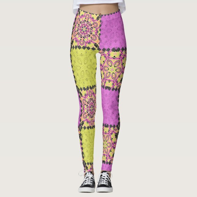 Leggings Rosa y cal, patchwork (Anverso)
