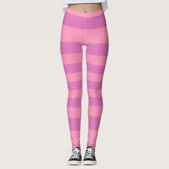 Leggings Rosa y rayas púrpuras rosadas oscuras (Anverso)