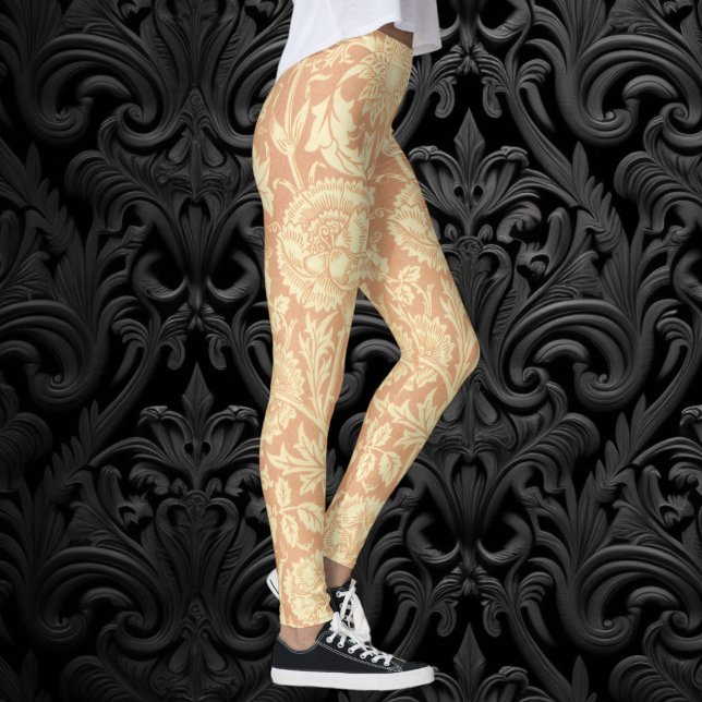 Leggings Rosa y Rosa de William Morris, Flores de época (Pink and Rose by William Morris, Vintage Flowers Leggings)