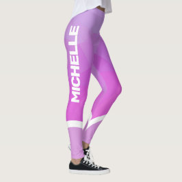 Leggings Rosa y violeta con nombre blanco rayado moderno