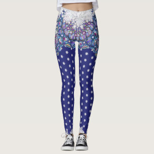 Leggings Rosada azul y copo de nieve