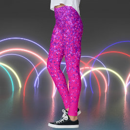Leggings Rosado caliente con impresiones de pecas moradas