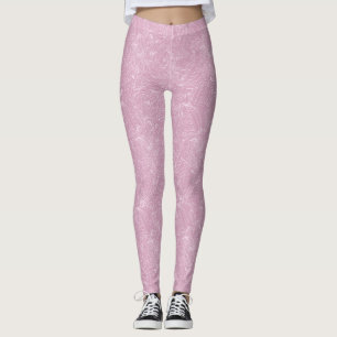 Leggings Rosado con las piernas del patrón de encaje floral