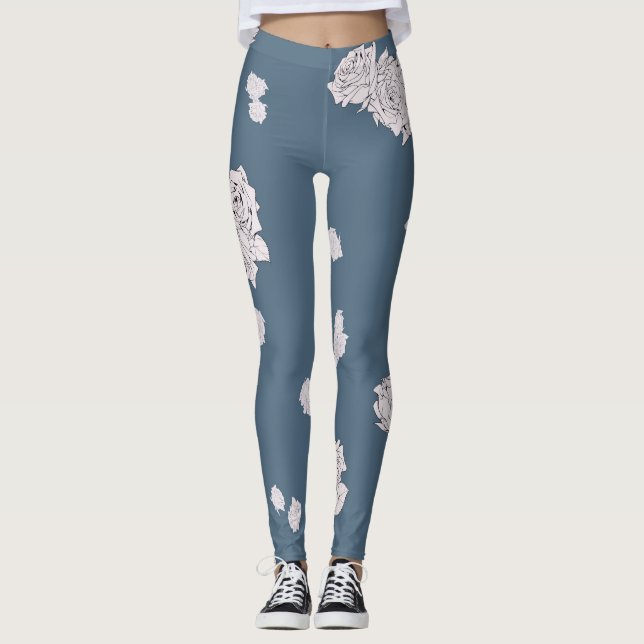 Leggings Rosas azules y blancas (Anverso)