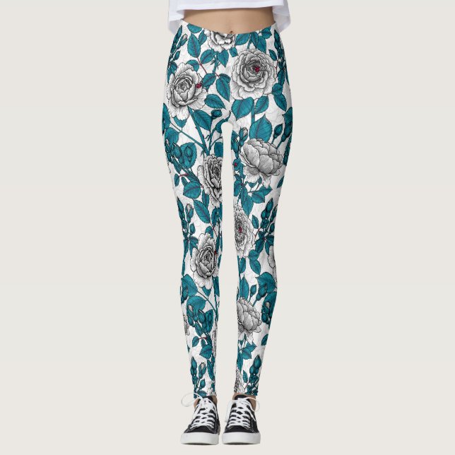 Leggings Rosas blancas y ladybugs (Anverso)