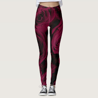 Leggings Rosas burdeos de magenta rojo oscuro y profundo