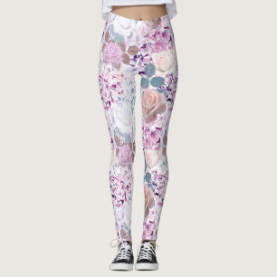 Leggings Rosas de acuarela e hidrangeas.