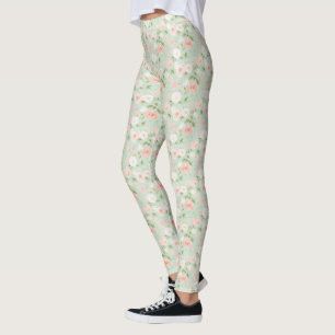 Leggings Rosas de acuarela florecen en rosa y rosa