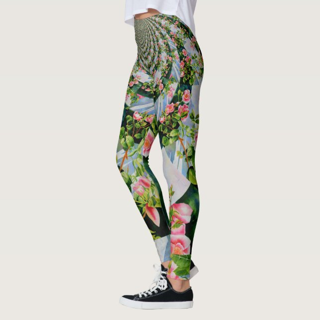 Leggings Rosas de acuarela roja rosa mandala botánica zen (Izquierda)