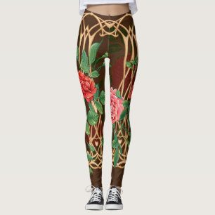 Leggings Rosas de Art Nouveau: Imitación de Wicker