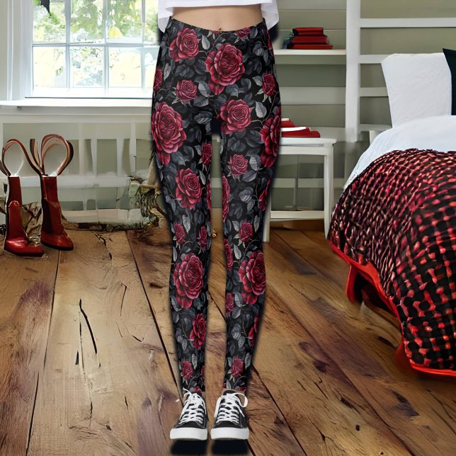 Leggings Rosas de Borgoña con fondo negro (Subido por el creador)