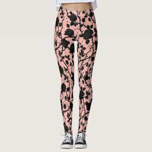 Leggings Rosas de cementerios góticos, rosados y negros