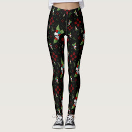 Leggings Rosas de cráneo Zia Sun Greenery Nuevo México Negr