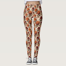 Leggings Rosas de estilo rústico en tonos de naranja y rojo