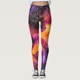 Leggings Rosas de los naranjas de la galaxia de las