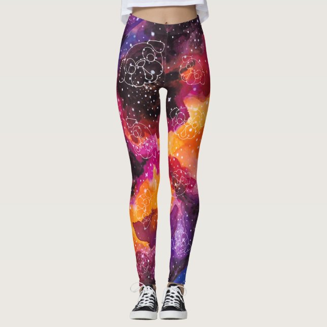 Leggings Rosas de los naranjas de la galaxia de las (Anverso)
