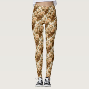 Leggings Rosas de Marfil y Engranajes de Latón Steampunk