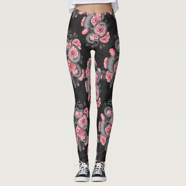 Leggings Rosas de serpientes y melocotones (Anverso)