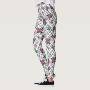 Leggings Rosas de tatuaje azul rosado mariposas tostadas