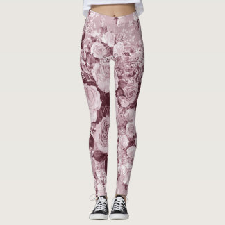 Leggings Rosas de té: Patrón de Bouquet acuarela.