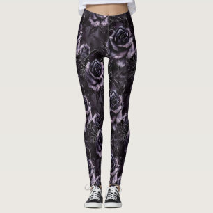 Leggings Rosas del cementerio morado ocultación gótica